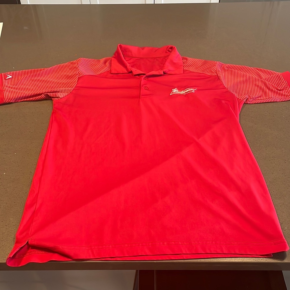 Budweiser dry fit polo, size small,